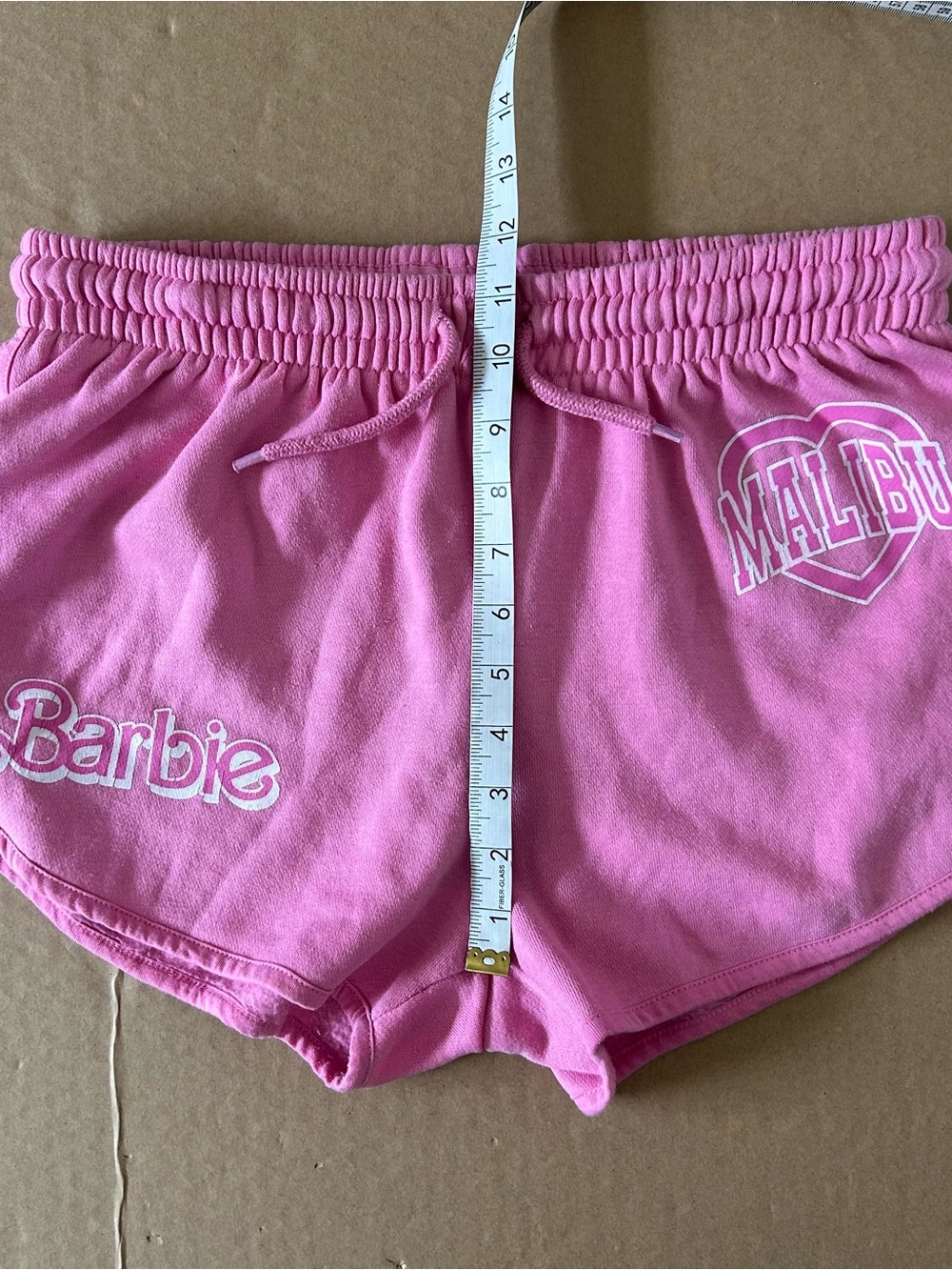 Barbie Pink Malibu Lounge Sweat Shorts Drawstring Size Medium Athleisure Bimbo - Picture 8 of 10
